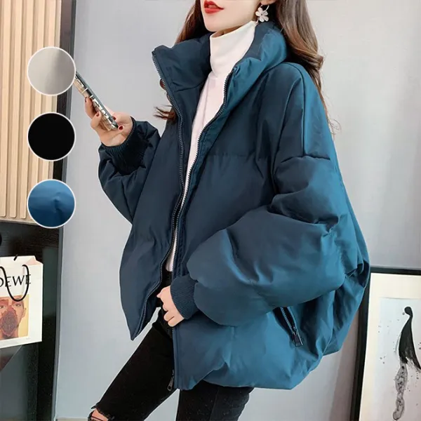 【全4色】中綿コートスタンドネック長袖｜体型カバー防寒