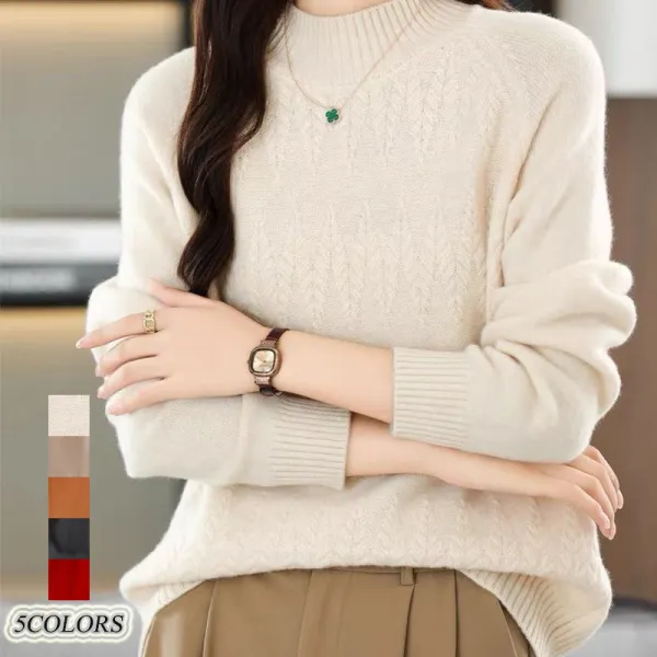 【全5色】ニットセーターハーフネック長袖無地プルオーバー | 絶対流行