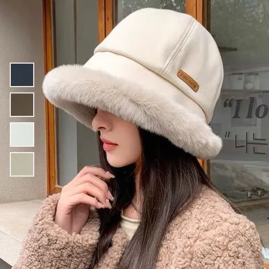【全4色】バケットハット無地フェイクファー｜SNSで大騒ぎ