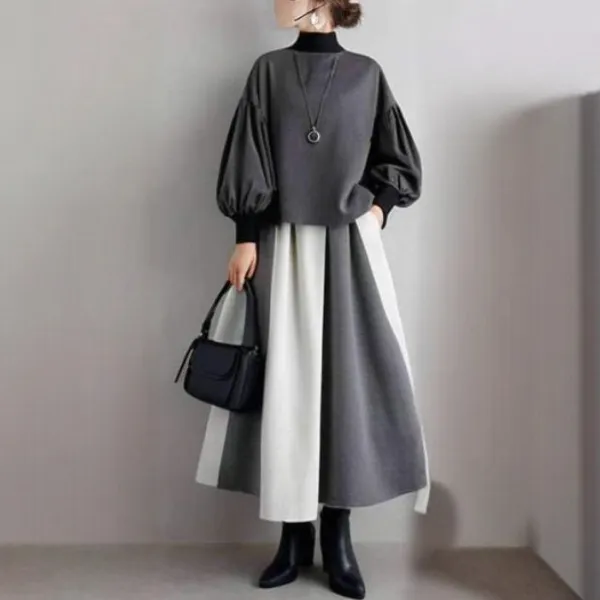 【2点セット】ランタンスリーブ  ゆったり  クルーネック