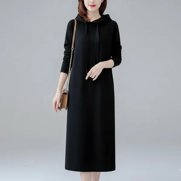無地  ワンピース  パーカー  カジュアル  長袖  スリムに見える  ゆったり  フード付き  春秋  スリムフィット」  気質  新作  レディース