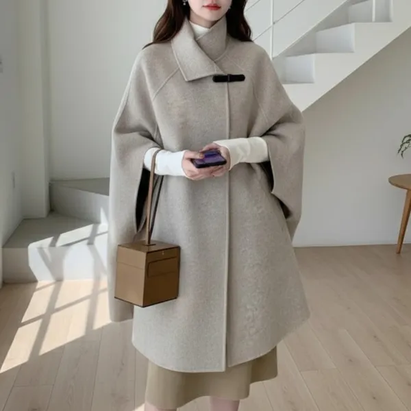 今季マストバイ ドルマンスリーブ ボタン 無地 ラシャ コート