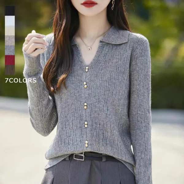 【全7色】ニットPOLOネック長袖プルオーバー | 女っぽさが漂う