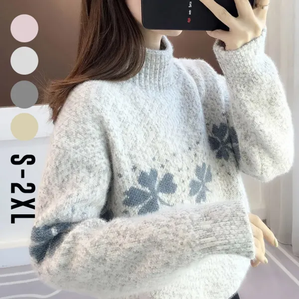 【全4色】ニットセーター雪柄厚手防寒