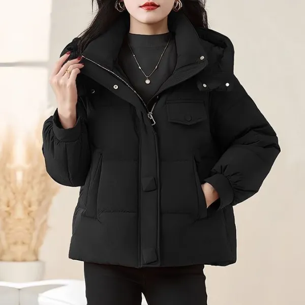 中綿コートフード付き長袖無地ジッパー | 欠かせない