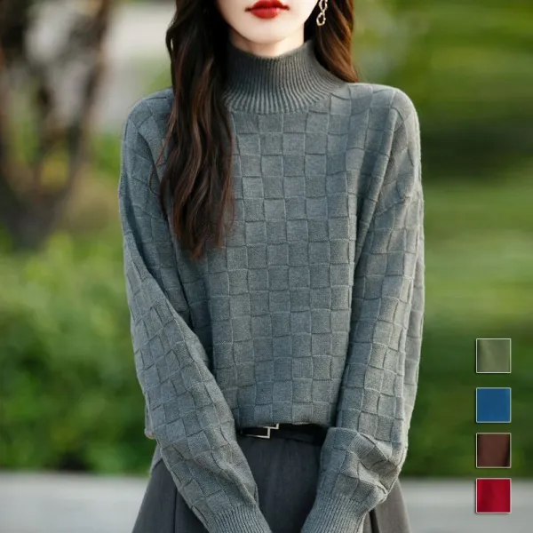 【全5色】ニットセーターハイネックプルオーバー無地長袖 | 見逃し厳禁