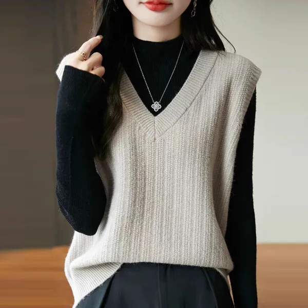 新作10%OFF一番安い新作Vネックノースリーブプルオーバー無地シンプルキャミソール・ベスト