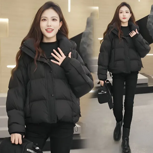 アウター  ダウンジャケット  コットン  どんなスタイルにも合う  ゆったり  ミニ丈  フード付き  暖かい  流行  レディース