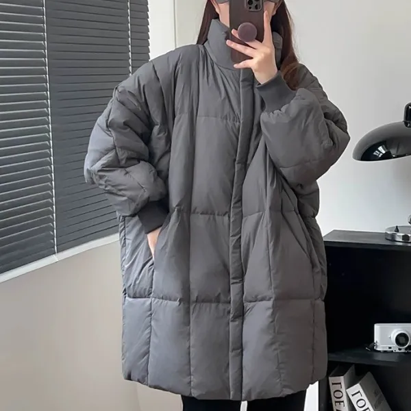 アウター  ダウンジャケット  コットン  ゆったり  冬  韓国風  普通  新作  レディース  ミディ丈 / ミディアム丈