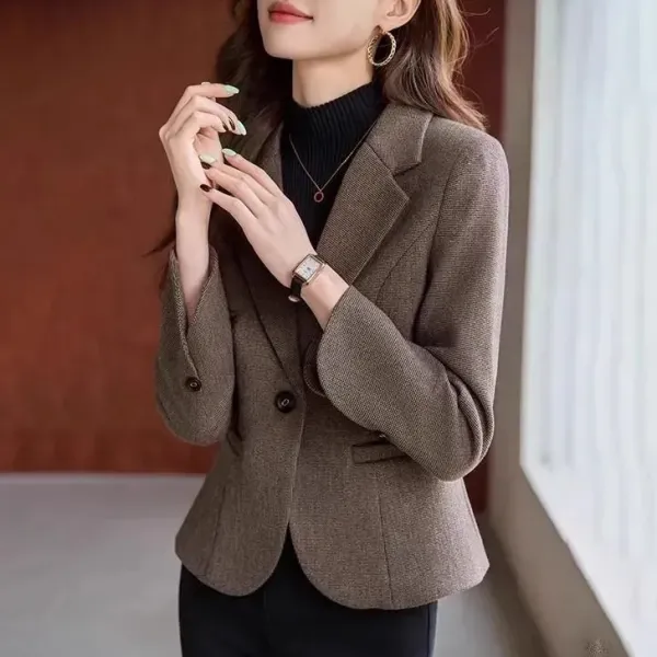 ジャケット折り襟長袖ボタン無地｜通勤快適