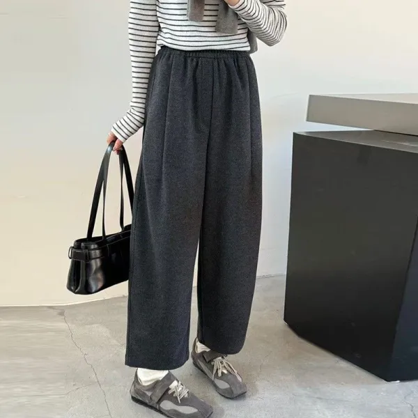 新作10%OFF今季トレンドビックシルエット防寒アンクル丈無地ハイウエストカジュアルカジュアルパンツ