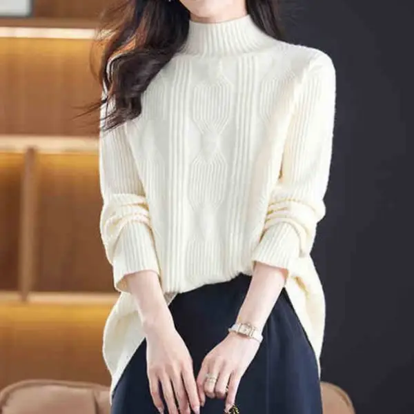 新作10%OFF「今着たい」ハーフネックニットコーディネート自在無地長袖カジュアルニット・セーター