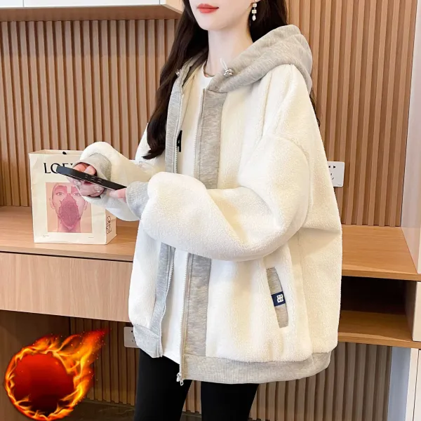 新作10%OFF今季トレンドポケット付きファスナー防寒フード付き長袖カジュアル体型カバージャケット