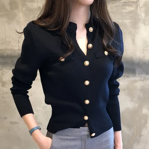 新作10%OFF「無地」長袖シンプルボタン快適な肌触り上品なシルエット美人度アップカーディガン