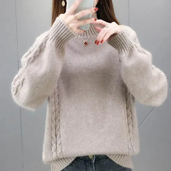 柔らかくて優しい印象ファッションハイネック無地着痩せ効果ニット・セーター