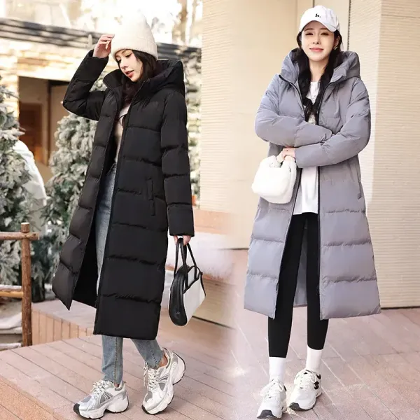 リピー数高長袖フード付き体型をカバー無地ファスナー韓国系中綿コート
