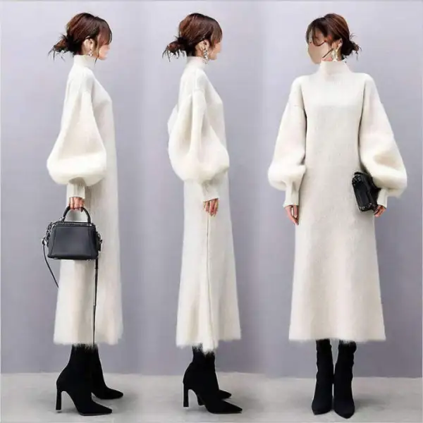 ランタンスリーブ  ワンピース  タートルネック  秋  新作