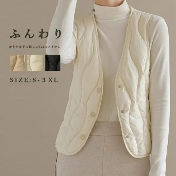 ダウンコート ダウンベスト ベスト 秋冬 レディース ノースリーブ 防寒 ジャケット コート ショートコート ダウン ノースリーブ 無地 防寒コート ダウンジャケット ｖネック アウター 羽織り コート 上着  通勤 通学 送料無料