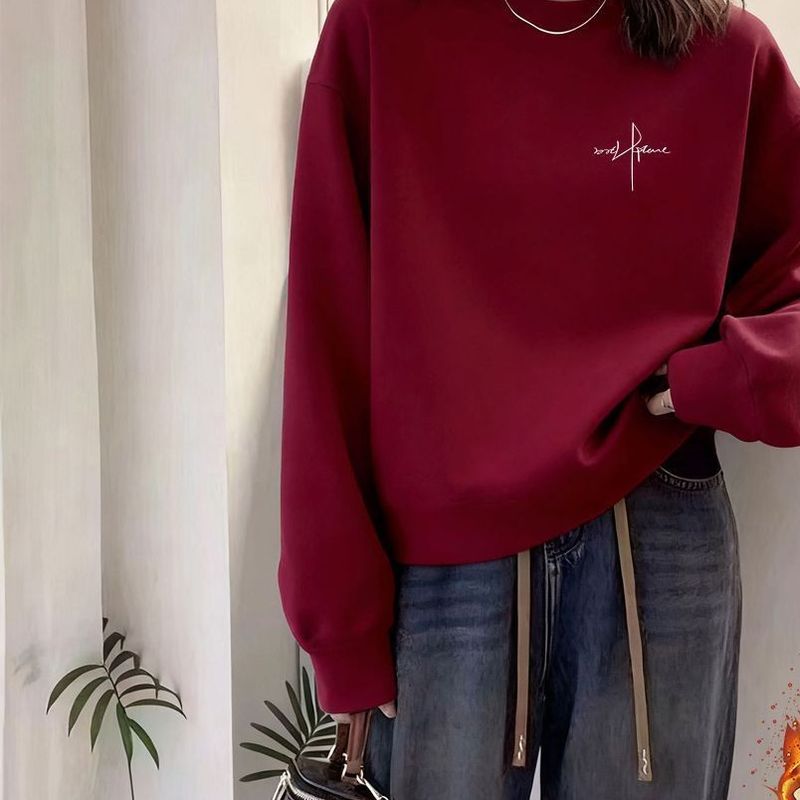 ワインレッド (裏起毛/刺繍ロゴ)