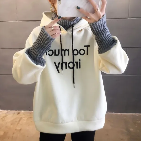 大流行新作 切り替え 長袖 アルファベット レイヤード / 重ね着風 配色 ファッション パーカー/ジャージ