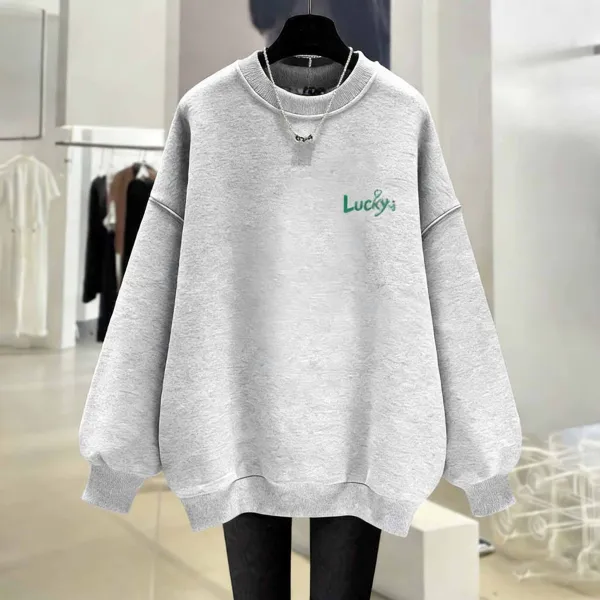 SNSで話題沸騰 落ち肩スリーブ ラウンドネック 長袖 アルファベット プリント ストリート系 パーカー/ジャージ