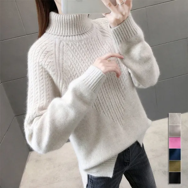 【全6色】ニットセータープルオーバーハイネック防寒無地 | 売れ筋