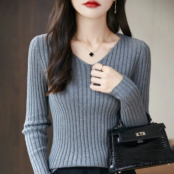 【全11色】ニットプルオーバー Vネック長袖 | ファッション感満々