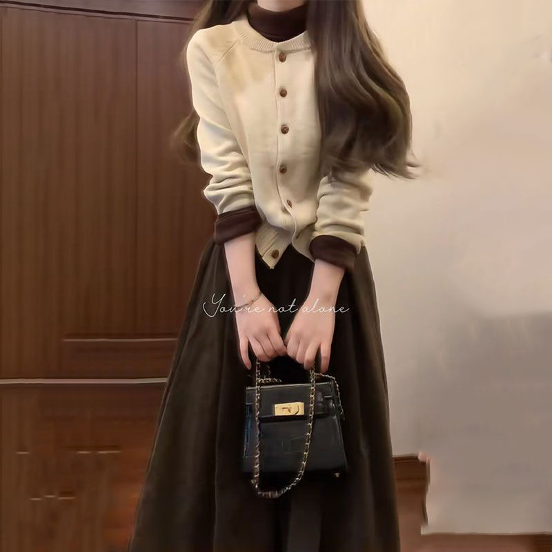 カットソー+カーディガン