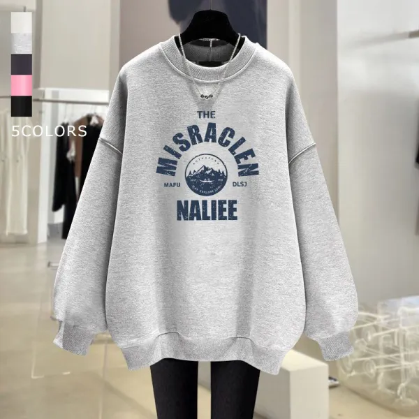 【全5色】パーカージャージラウンドネック長袖アルファベット | Basic日常簡約
