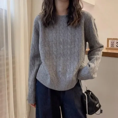 新作10%OFF主役級無地長袖プルオーバーニットラウンドネックファッションニット・セーター