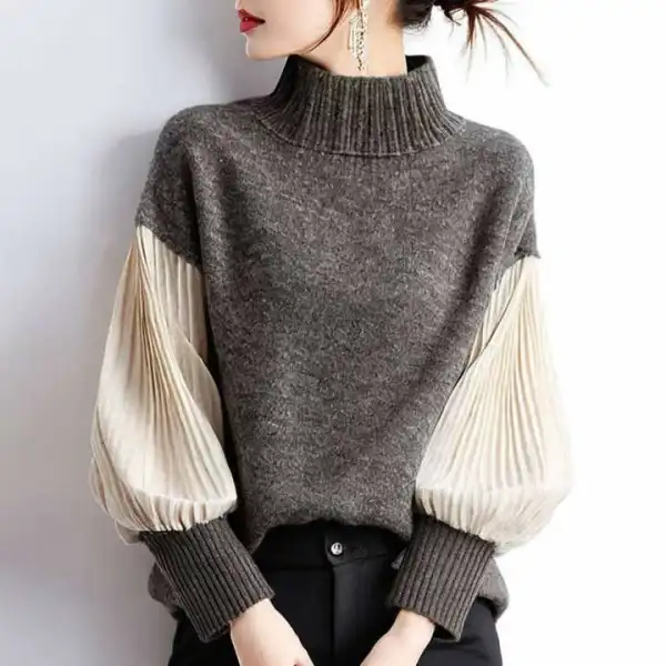 切り替え  ニット  ニットトップス  スタンドネック  新作  おしゃれ / ファッション  日本風  バイカラー  トップス