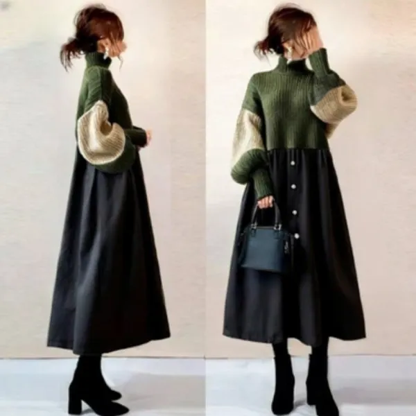 ランタンスリーブ  ワンピース  タートルネック  秋  新作  おしゃれ / ファッション