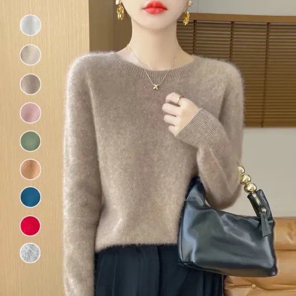 【全10色】ニットセーター無地ラウンドネック｜着痩せ防寒