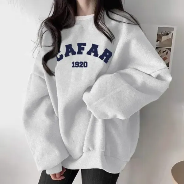 存在感抜群ラウンドネックプリントプルオーバーアルファベット長袖ファッションスウェット・パーカー