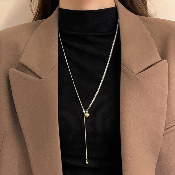 雑誌に掲載された 無地  シンプル パール サークル ネックレス