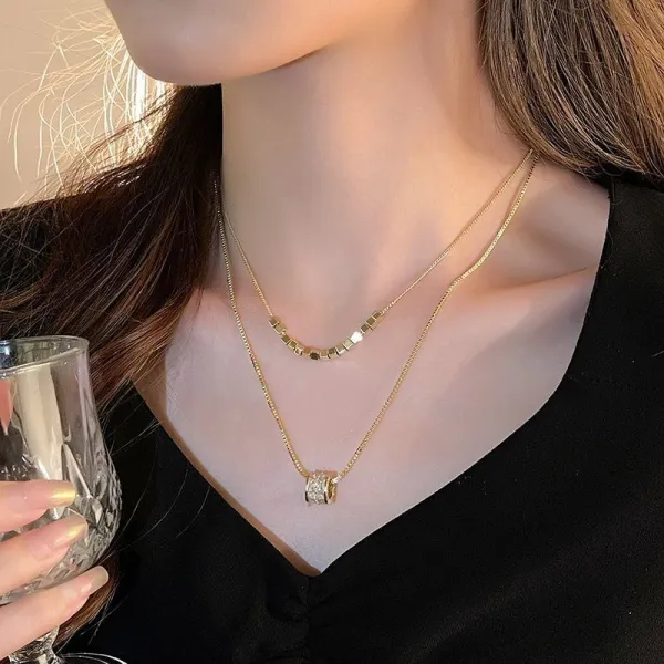 女っぽさが漂う 定番シンプル 気質アップ  無地 ラインストーン ネックレス