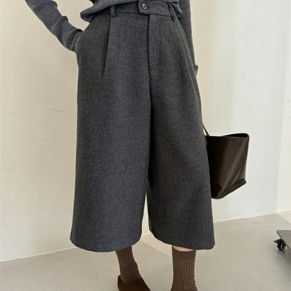 パンツ ワイドパンツ ウール調 レディース 秋 冬 ガウチョパンツ ボトムス スカーチョ 無地 ふんわり パンツ 秋冬 暖かい 冬 ゆったり 体型カバー 八分丈 体型カバー 美脚 細見え ガウチョパンツ 防寒 スカーチョ きれいめ 揺られる 落ち感 フェミニン 通勤 OL