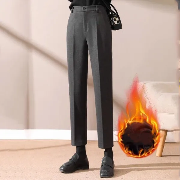 【全4色/裏起毛あり】カジュアルパンツアンクル丈通勤Aライン防寒上品見え|今売れてます