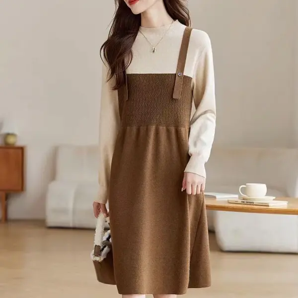 ワンピース  ニット  ニット / セーター  気質  フェイクレイヤード  高級  インナー  新作  おしゃれ / ファッション  フレンチスタイル  高級感