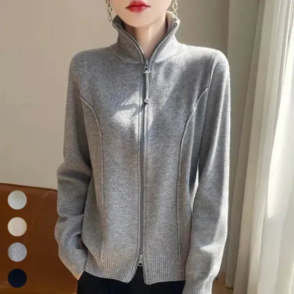 【全4色】カーディガン無地 スタンドネック 長袖 ジッパー | ファッション