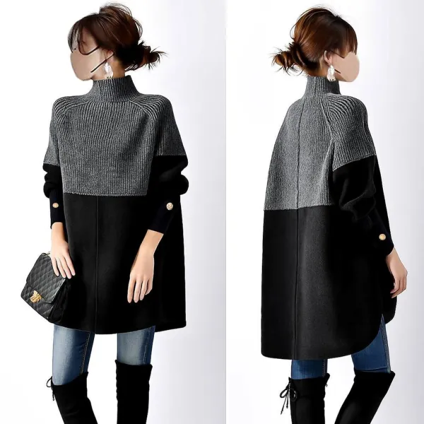 売り切れ必至 長袖 切り替え ハイネック 配色 ナチュラル ニットセーター