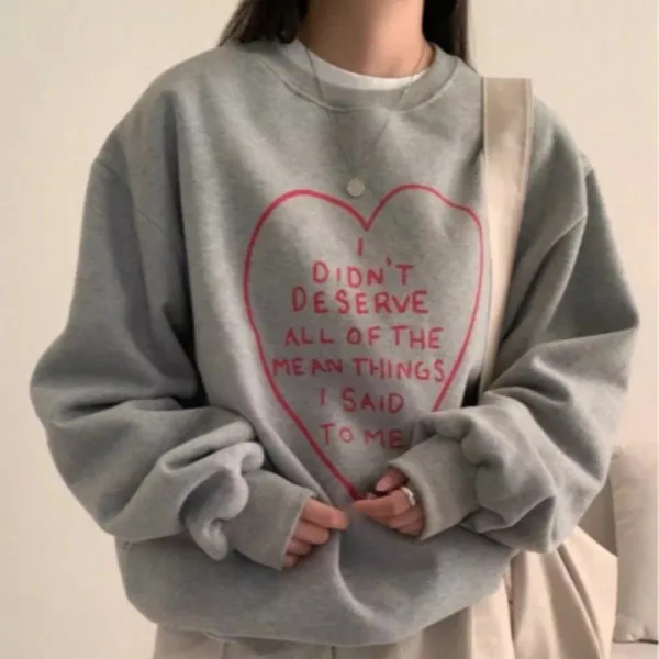 【全2色】スウェット防寒プリント長袖落ち肩スリーブ｜柔軟性に優れた