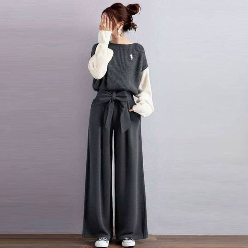 ダークグレー01/トップス+ダークグレー/パンツ/2点セット