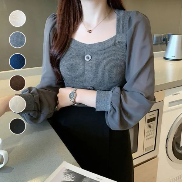 【全6色】ニットセーター無地｜着痩せ大人可愛い