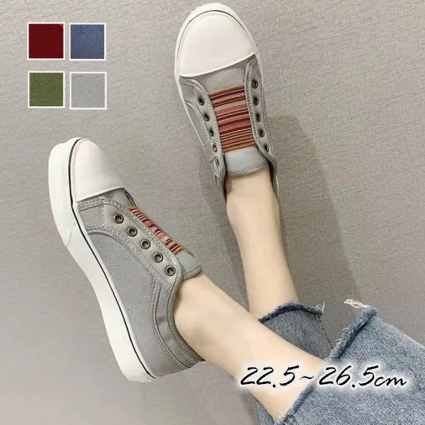 全4色 大流行 可愛い 大きいサイズ 丸トゥ 切り替え スニーカー キャンバス グレー ブルー 青 レッド グリーン