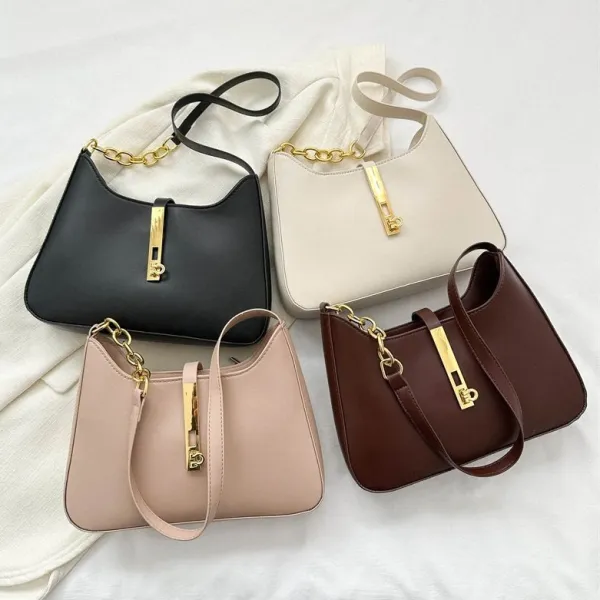 大流行気質 ファスナー 差込錠 肩掛け ハンドバッグ 無地 シンプル バッグ