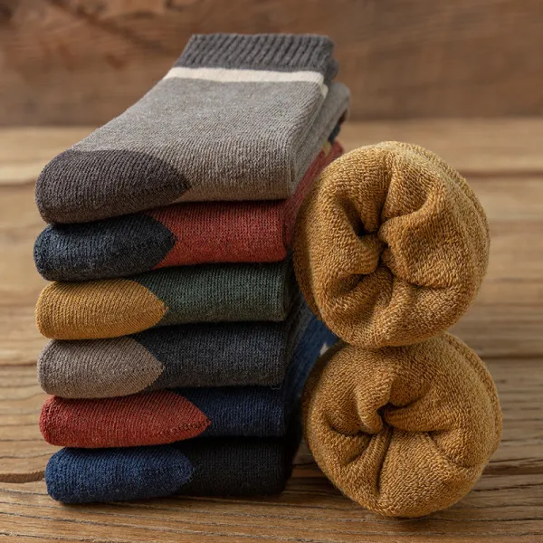 絶対欲しい7足セットシンプル男女兼用配色防寒裏起毛ソックス靴下