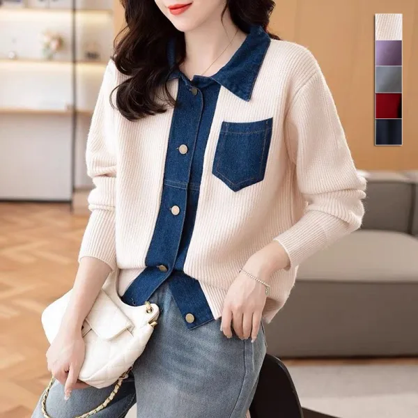 【全5色】カーディガン重ね着風長袖シングルブレスト | 早い者勝ち