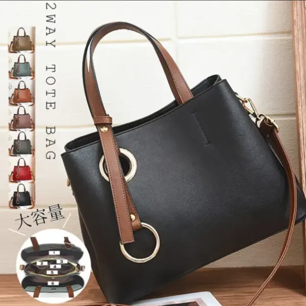 目を奪われる ファスナー カジュアル 配色 大容量 ショルダーバッグ ブラック 黑 グレー レッド