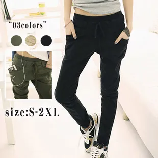 脚長効果 着痩せ効果 シンプル 無地 カジュアルパンツ ブラック 黑 ホワイト 白 グリーン